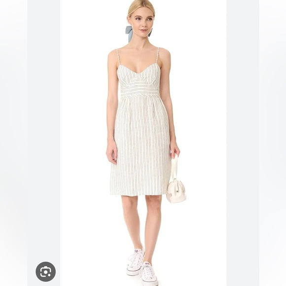 Theory Dresses & Skirts - Theory Mini Malaena B 100% linen ticking stripe corset top dress w/ pockets 10
